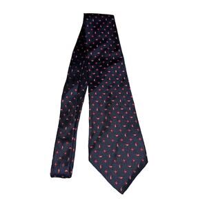 Lauren Ralph Lauren Tie in Blue w/Red Paisley and Floral Silk Print